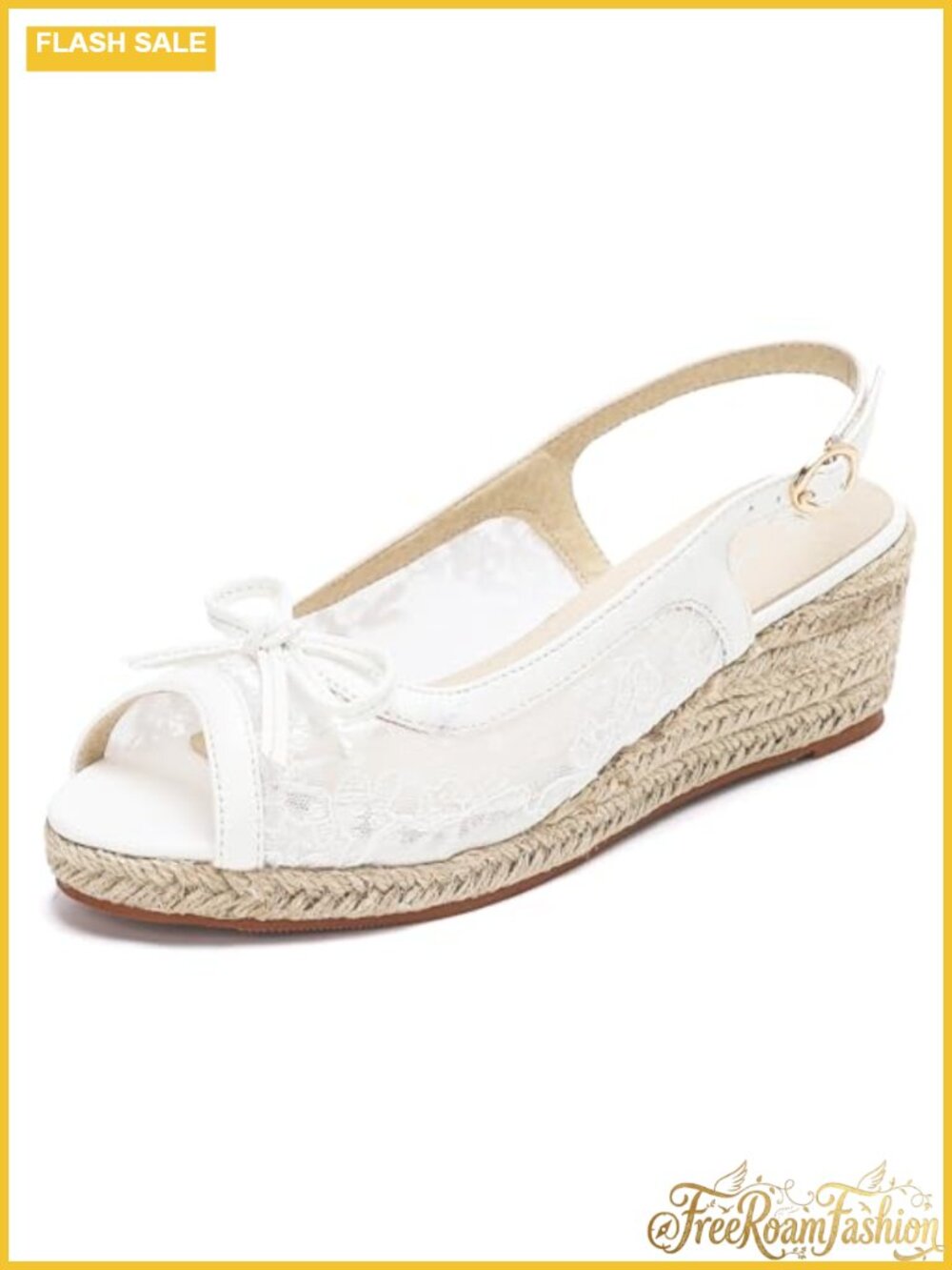 Women's Lace Wedge Espadrille Platform Slingback Sandals Peep Toe Buckle Beach